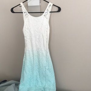 abercrombie kids white to blue ombré lace dress